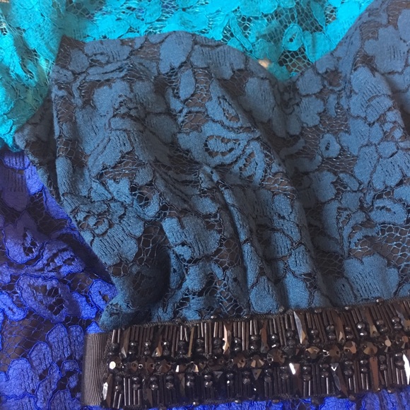 Belle Badgley Mischka sz0 Lace tricolor dress - Picture 7 of 10